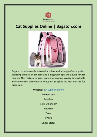 Cat Supplies Online  Bagaton