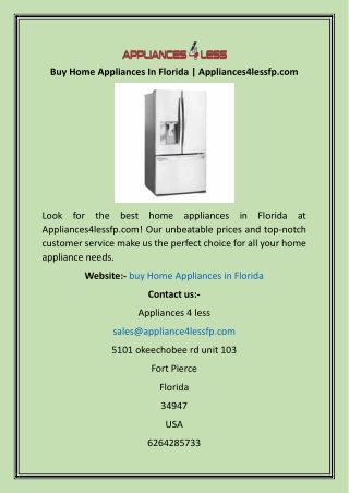 Buy Home Appliances In Florida  Appliances4lessfp