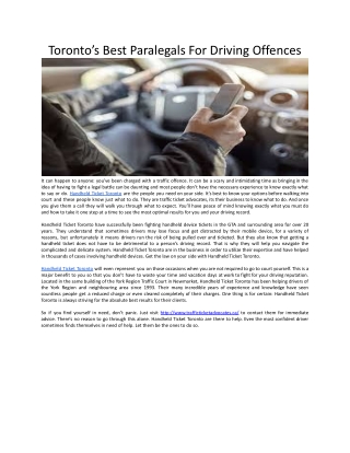 Toronto’s Best Paralegals For Driving Offences