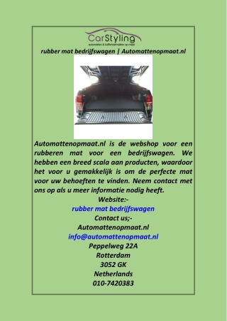 rubber mat bedrijfswagen  Automattenopmaat.nl