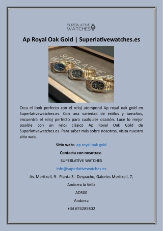 Ap Royal Oak Gold Superlativewatches.es