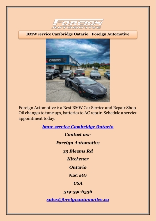 BMW service Cambridge Ontario | Foreign Automotive