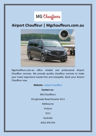 Airport Chauffeur  Mgchauffeurs.com