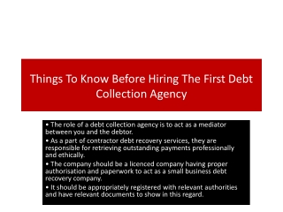 Things To Know Before Hiring The First Debt Collection Agency