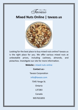 Mixed Nuts Online  tavazo.us