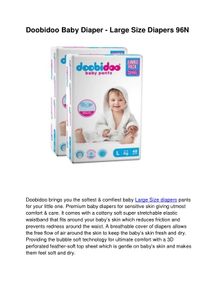 Buy Doobidoo Large size diapers online At Best price in india