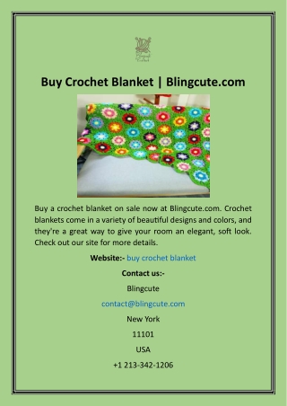 Buy Crochet Blanket  Blingcute