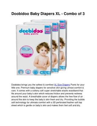 Buy Online XL Size Baby Diapers at the Best Price in India on Doobidoo