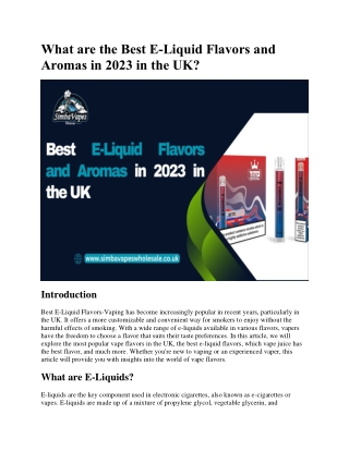 What are the Best ELiquid Flavors and Aromas in 2023 in the UK.docx