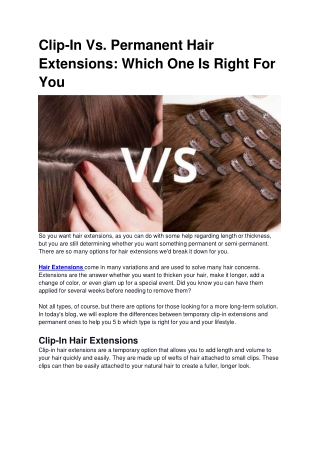 Clip-In Vs. Permanent Hair Extensions Which One Is Right For You