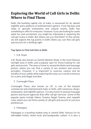 Exploring the World of Call Girls in Delhi