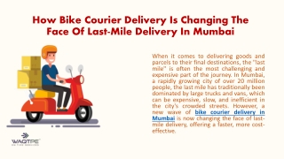 Bike Courier Delivery In Mumbai