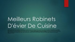 Meilleurs Robinets D'évier De Cuisine