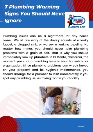 7 Plumbing Warning Signs You Should Never Ignore