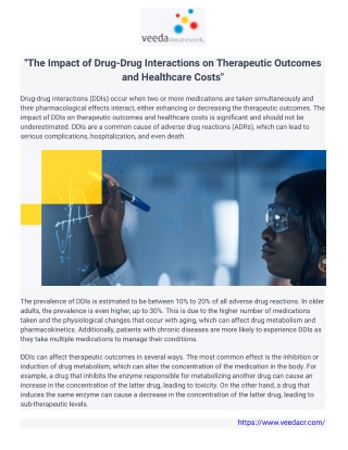 The Impact of Drug-Drug Interactions on Therapeutic Outcomes and Healthcare Cost