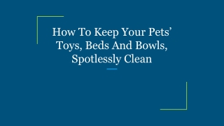 How To Keep Your Pets’ Toys, Beds And Bowls, Spotlessly Clean