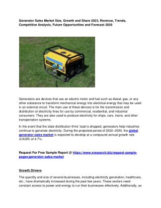 Generator Sales Market