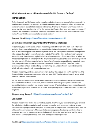 What Makes Amazon Hidden Keywords To List Products On Top