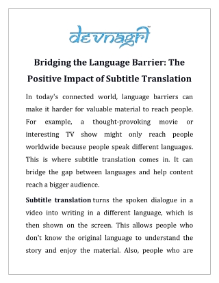 Bridging the Language Barrier: The Positive Impact of Subtitle Translation