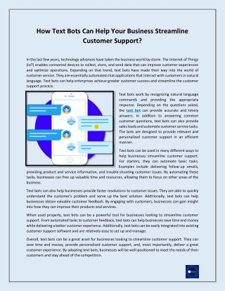 How Text Bots Can Help Your Business Streamline Customer Support?