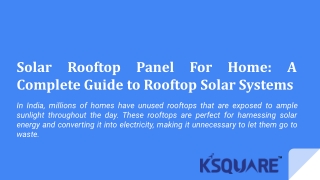 Solar Rooftop Panel for Home | Ksquare Energy