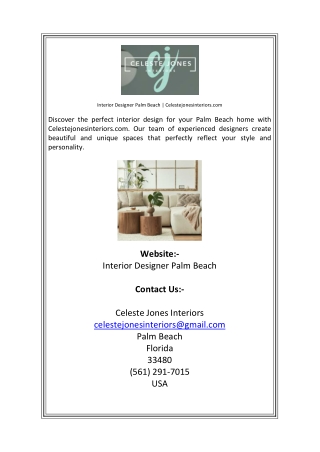 Interior Designer Palm Beach  Celestejonesinteriors com