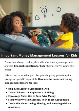 Important Money Management Lessons for Kids