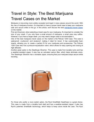 Travel in Style: The Best Marijuana Travel Cases on the Market