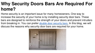 Why Security Doors Bars Are Required For home_