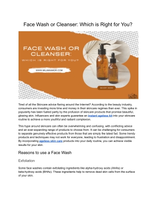 Face Wash or Cleanser_ Which is Right for You