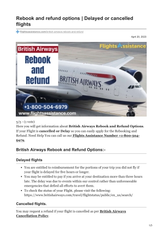 British Airways Rebook and Refund Option