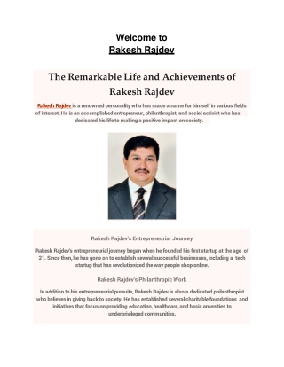 The Remarkable Life and Achievements of Rakesh Rajdev