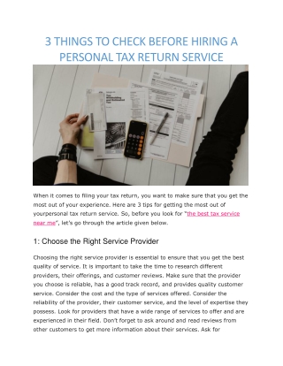 Personal tax return service