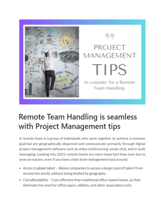 Remote Team Handling is seamless with Project Management tips