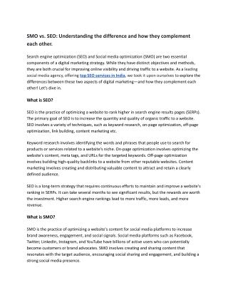 SMO vs. SEO_ Understanding the difference and how they complement each other.