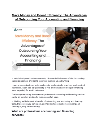 Save Money and Boost Efficiency The Advantages of Outsourcing Your Accounting and Financing