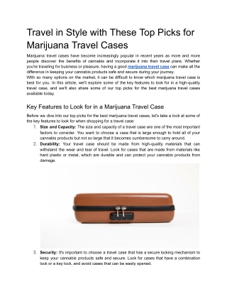 Travel in Style with These Top Picks for Marijuana Travel Cases