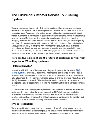 The Future of Customer Service_ IVR Calling System.docx