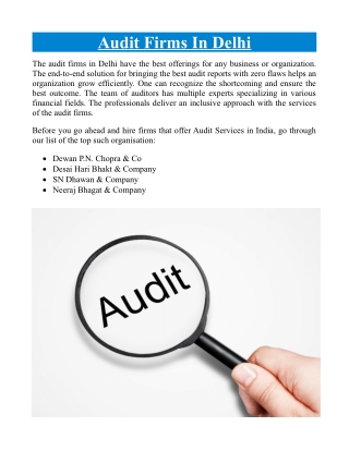 Top Audit Firms In Delhi