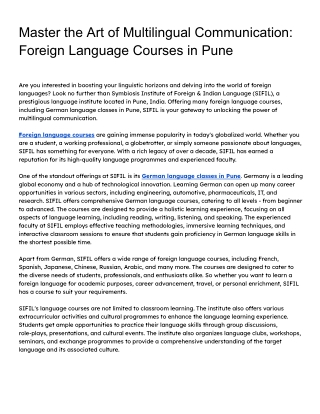 Master the Art of Multilingual Communication: Foreign Language Courses in Pune