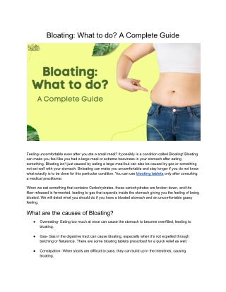 Bloating: What to do? A Complete Guide