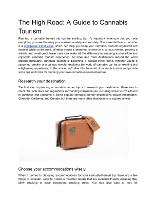 The High Road: A Guide to Cannabis Tourism