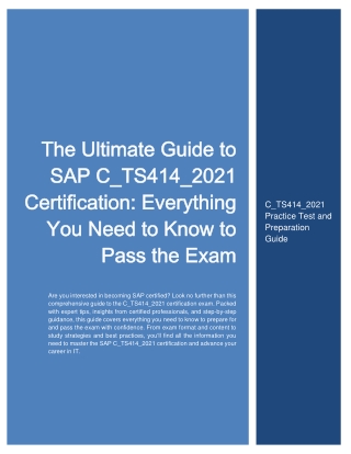 SAP C_TS414_2021 Certification: Everything You Need to Know to Pass the Exam