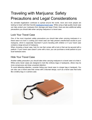 Traveling with Marijuana: Safety Precautions and Legal Considerations