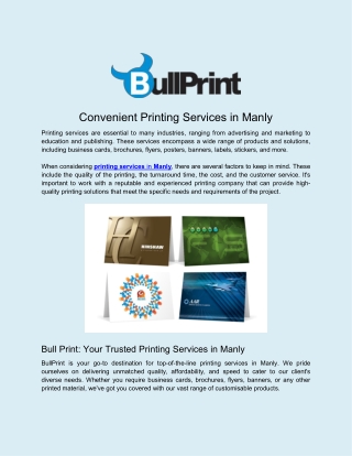 Convenient Printing Services in Manly