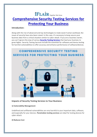 Comprehensive Security Testing Services for Protecting Your Business