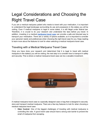 Legal Considerations and Choosing the Right Travel Case
