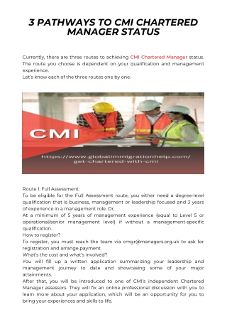 3 Pathways To CMI Chartered Manager Status