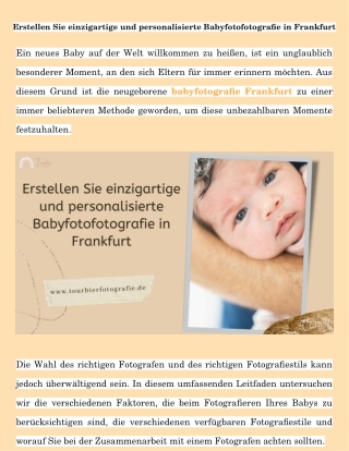 Erstellen Sie einzigartige und personalisierte Babyfotofotografie in Frankfurt