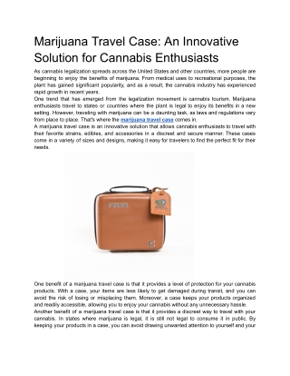 Marijuana Travel Case_ An Innovative Solution for Cannabis Enthusiasts